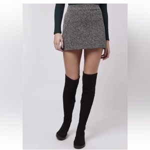 Topshop Herringbone Gray Knit Mini Skirt